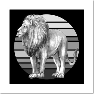 lion, designer T-shirt, Father's Day gift, sprint with leo, gift idea,king, hunter, predator Posters and Art